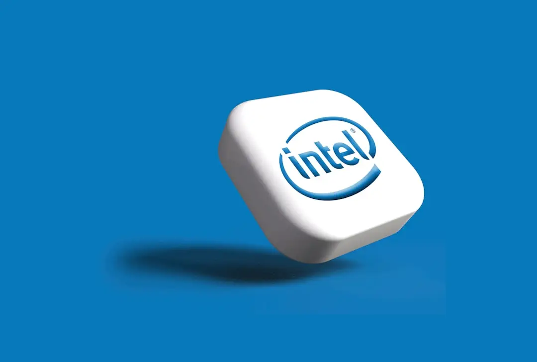 momentum business hub - the intel logo is shown on a white cube